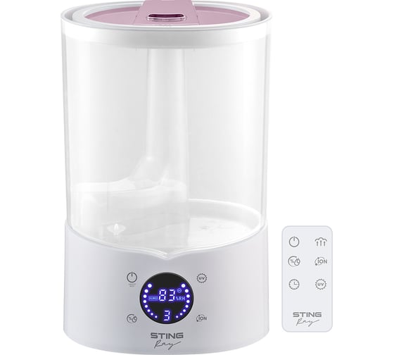 Изображение товара Увлажнитель воздуха с верхним заливом, УФ-лампой и ионизацией STINGRAY ST-HF510B белый/розовый хром 43758