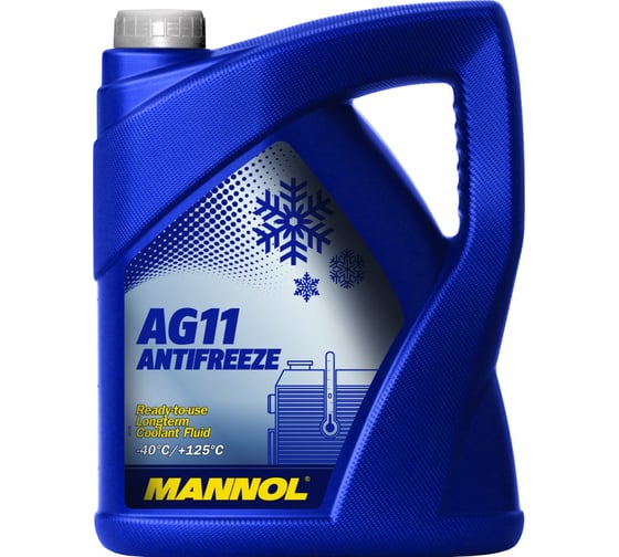 Изображение товара Готовый раствор охлаждающей жидкости MANNOL ANTIFREEZE LONGTERM AG11 5 л, антифриз синий 2037