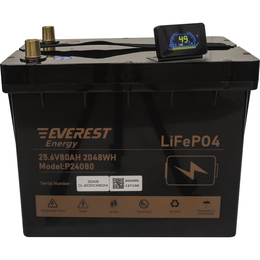 Изображение товара Аккумулятор EVEREST LiFePO4 24V80Ah LCD Bluetooth для лодочных моторов