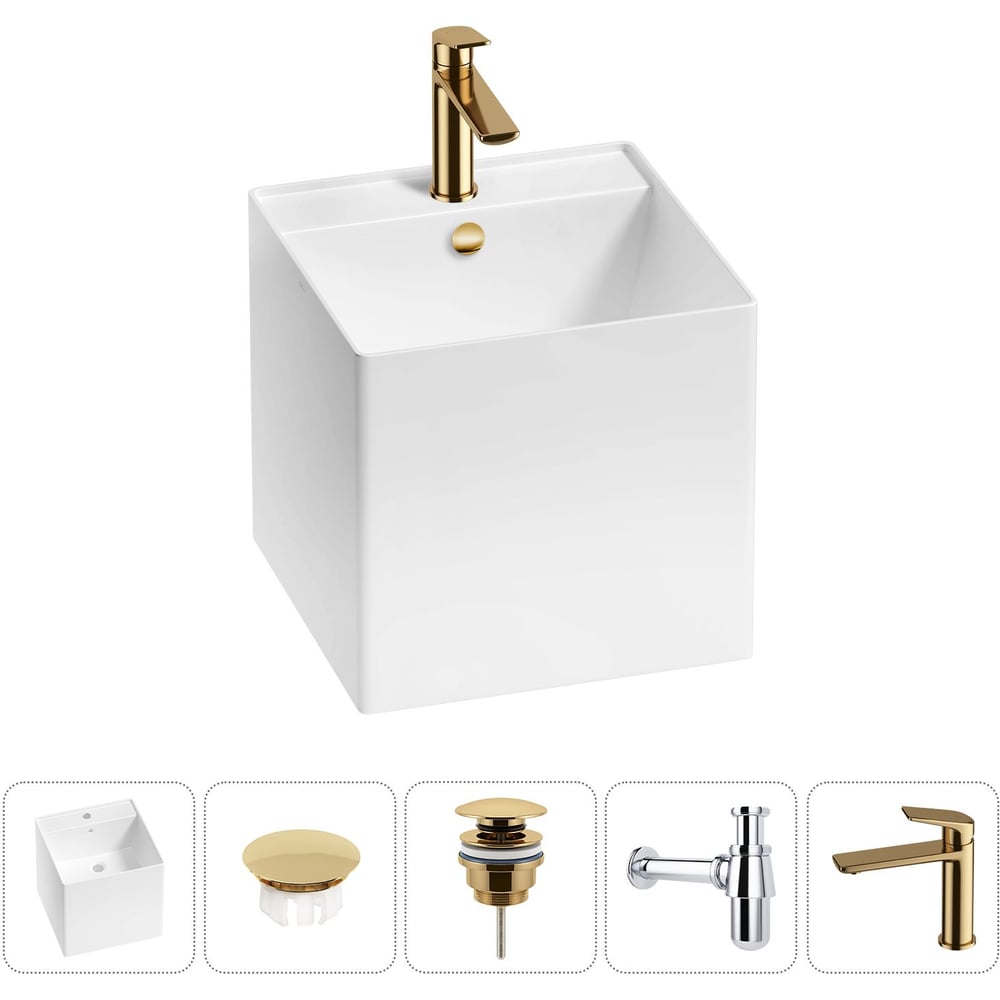 Изображение товара Набор для ванной Wellsee 5 в 1 M1 Limited Edition подвесная раковина 42x42 см