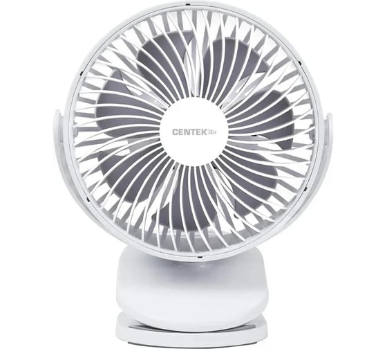 Изображение товара Вентилятор настольный Centek Аккумуляторный 1800мАч/ 5Вт/ Ø15см/ 4ск/ Наклон/ Клипса/ Таймер8ч/ USB Type-C CT-5045
