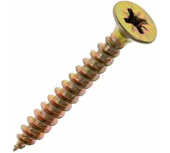 Изображение товара Саморез универсал., КостИнСтрой 4,0x12 потайн. гол., шлиц PZ, острый, желт. цинк (1500шт) 16152