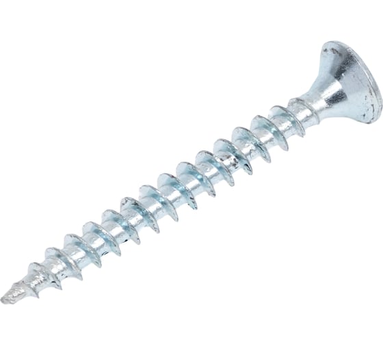 Изображение товара Саморез универсал., КостИнСтрой 4,5x40 потайн. гол., шлиц PZ, острый, белый цинк (500шт) 16219