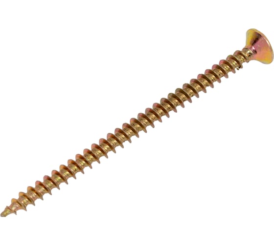 Изображение товара Саморез универсал., КостИнСтрой 4,5x70 потайн. гол., шлиц PZ, острый, желт. цинк (200шт) 16234