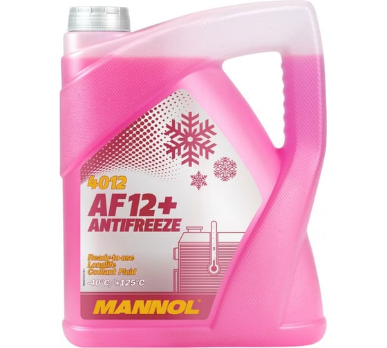 Изображение товара Готовый раствор охлаждающей жидкости MANNOL ANTIFREEZE LONGLIFE AF12+ антифриз красный, 5 л 2039