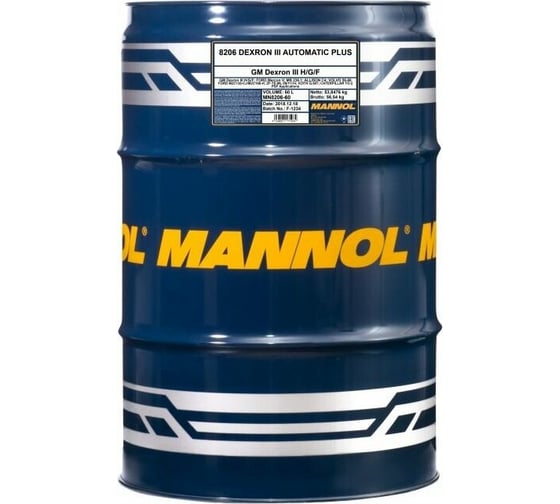Изображение товара Синтетическое трансмиссионное масло MANNOL DEXRON III AUTOMATIC PLUS, 60 л 1337