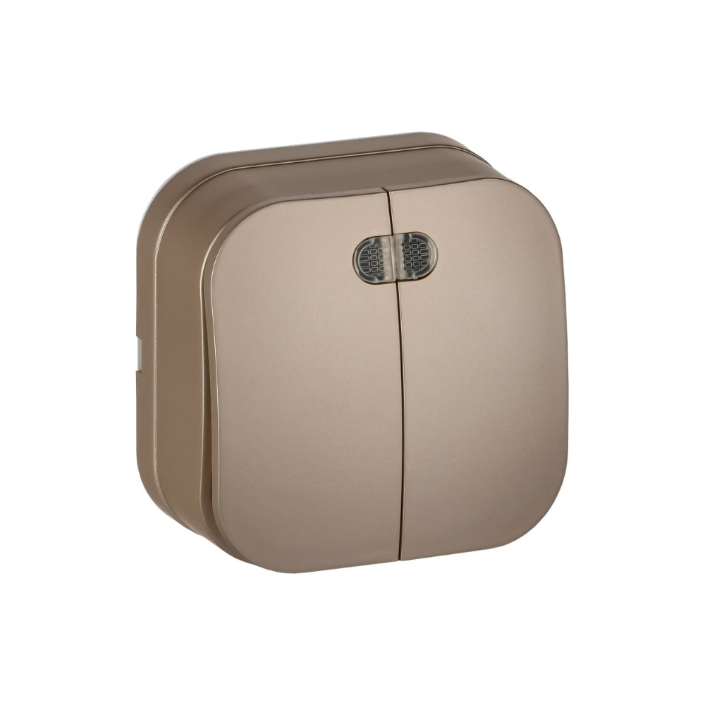 Изображение товара Выключатель 2-клавишный IEK GLORY с индикатором 10А шампань