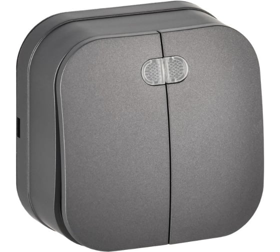 Изображение товара Выключатель 2-клавишный с индикацией IEK GLORY о/у 10А ВС20-2-1-ХСм сталь матовый EVH21-K46M-10