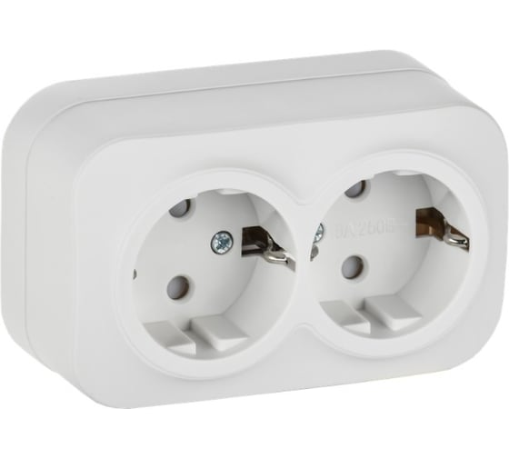 Изображение товара Розетка IEK GLORY 2-я с з/к/ш о/у 16А РСш22-3-ХБм белый матовый ERH24-K01M-16