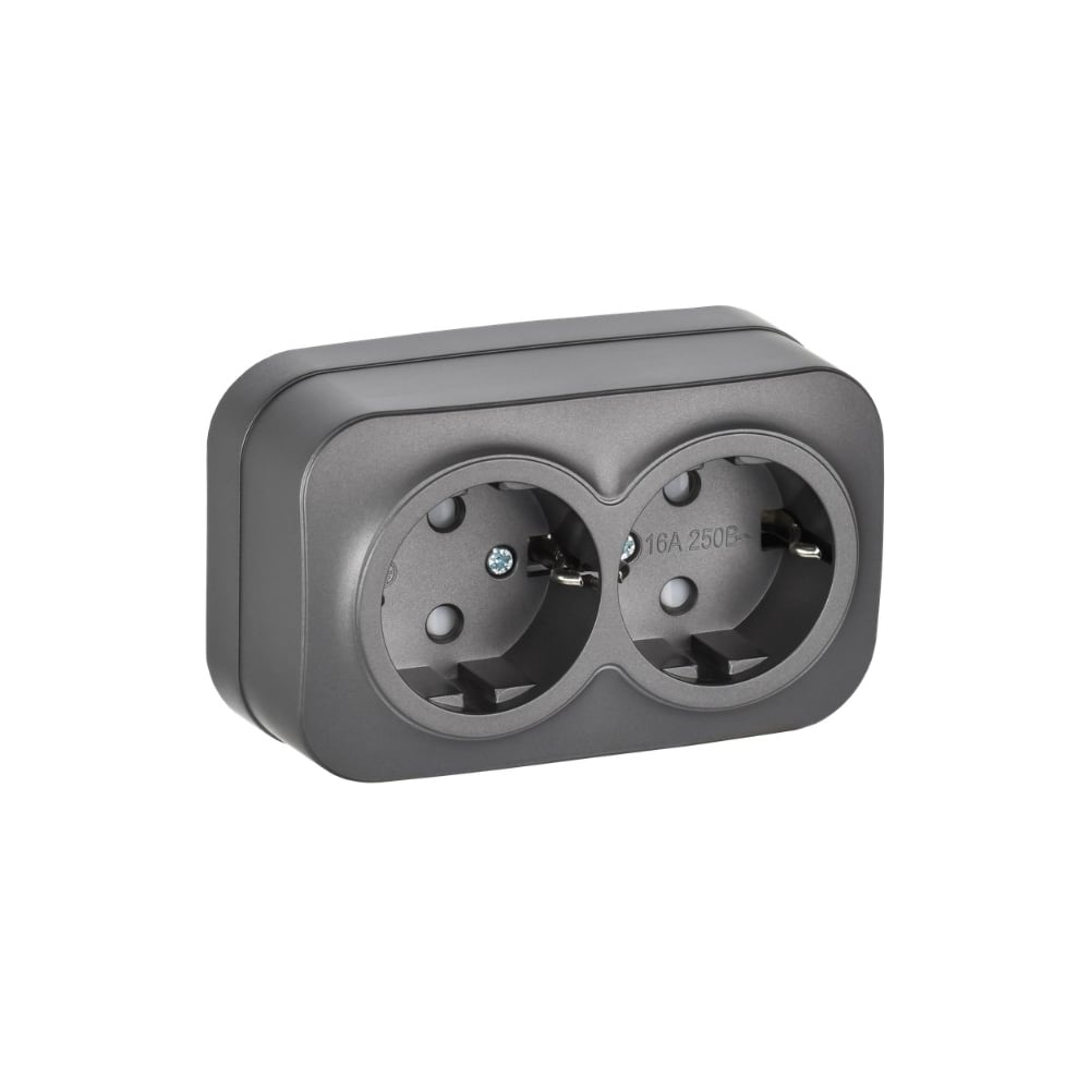 Изображение товара Розетка IEK GLORY 2-я с заземлением и защитными шторками 16А корпус сталь пластиковая