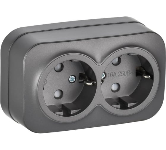 Изображение товара Розетка IEK GLORY 2-я с з/к/ш о/у 16А РСш22-3-ХСм сталь матовый ERH24-K46M-16