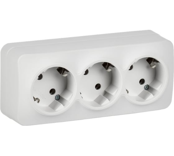 Изображение товара Розетка IEK GLORY 3-я с з/к без з/ш о/у 16А РС23-3-ХБм белый матовый ERH31-K01M-16