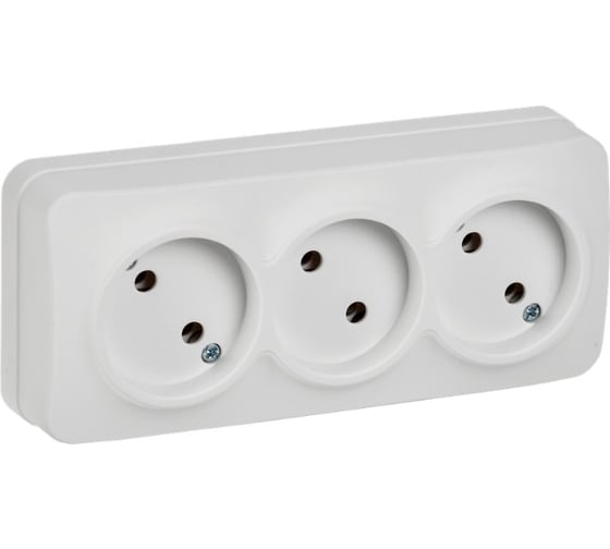 Изображение товара Розетка IEK GLORY 3-я без з/к/ш о/у 10А РС23-2-ХБм белый матовый ERH30-K01M-10