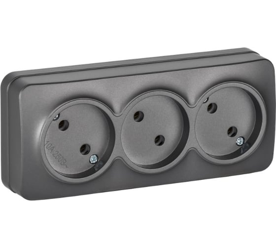 Изображение товара Розетка IEK GLORY 3-я без з/к/ш о/у 10А РС23-2-ХСм сталь матовый ERH30-K46M-10