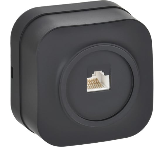 Изображение товара Розетка компьютерная IEK GLORY RJ45 кат.5E о/у РК10-ХЧм черный матовый EKH10-K02M