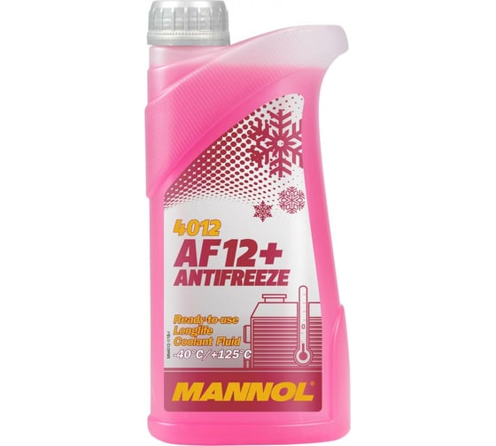 Изображение товара Готовый раствор охлаждающей жидкости MANNOL ANTIFREEZE LONGLIFE AF12+ антифриз красный, 1 л 2038