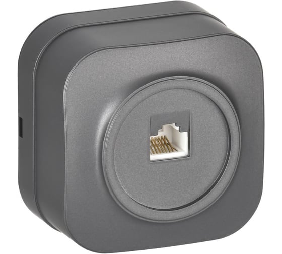 Изображение товара Розетка компьютерная IEK GLORY RJ45 кат.5E о/у РК10-ХСм сталь матовый EKH10-K46M