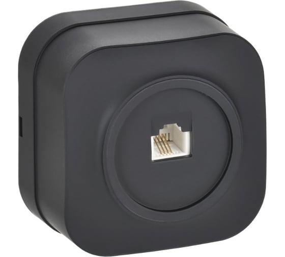 Изображение товара Розетка телефонная IEK GLORY RJ11 о/у РТ20-ХЧм черный матовый ETH10-K02M