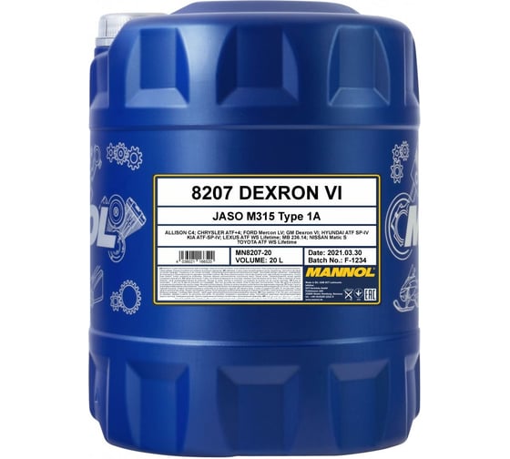 Изображение товара Синтетическое трансмиссионное масло MANNOL DEXRON VI, 20 л 1396