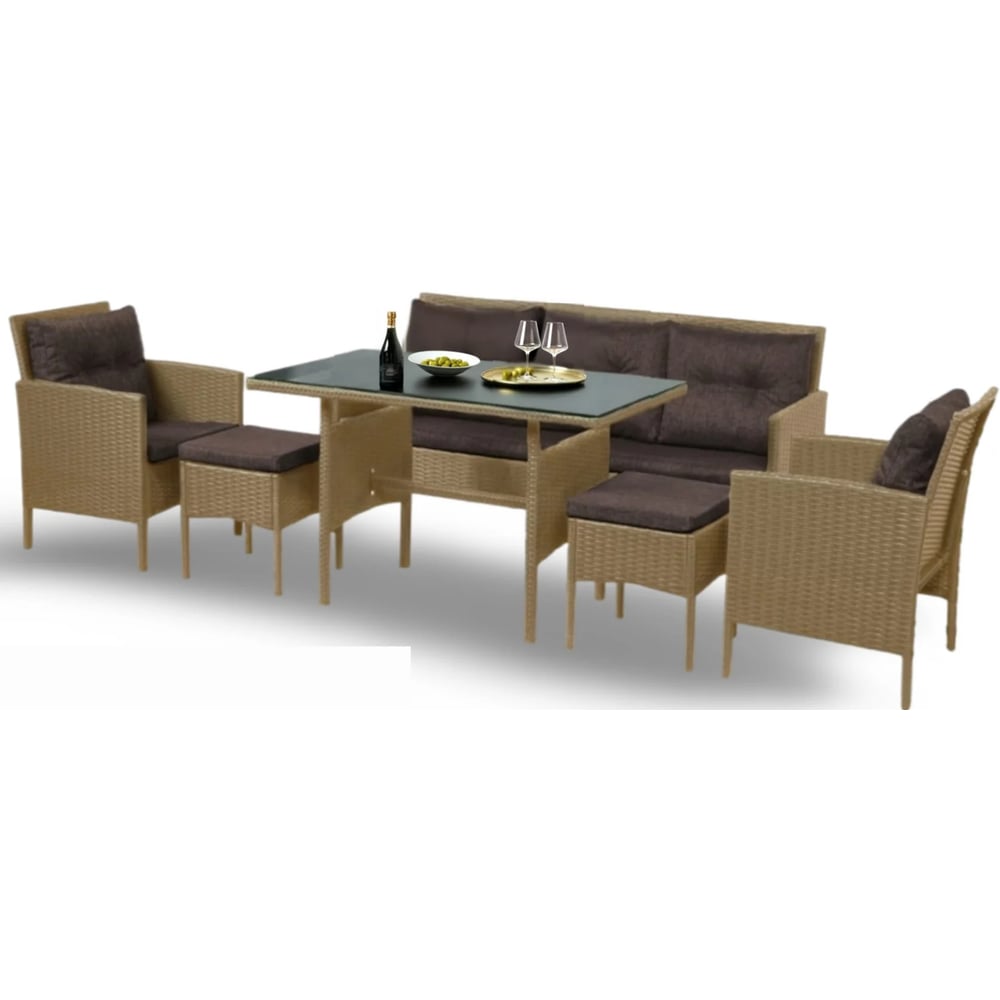 Изображение товара Набор садовой мебели Divan24 Фарелл бежевый 6 предметов уличная комплектация