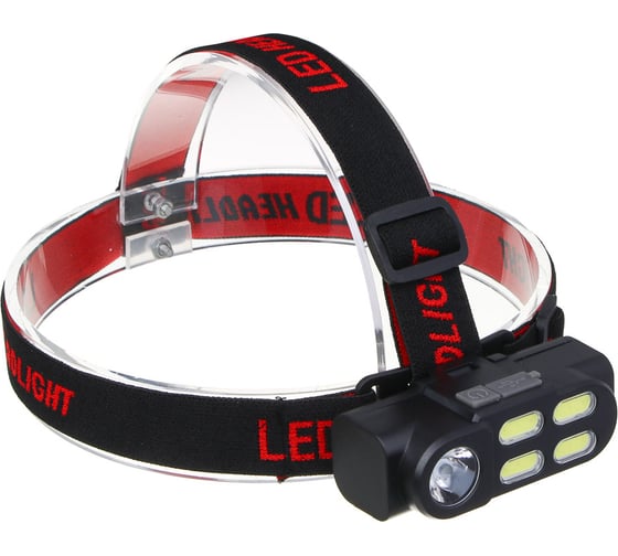 Изображение товара Фонарь налобный ЕРМАК, XPE+COB, 4 режима, пластик, зарядка USB, 83x27x25 мм, съемный аккумулятор 223-080