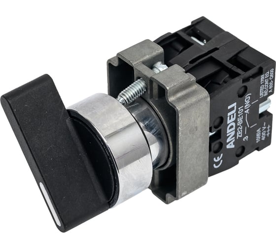 Изображение товара Переключатель ANDELI XB2-BJ25 черный 2 положения I-0 длинная ручка 1НЗ+1НО ADL10-009