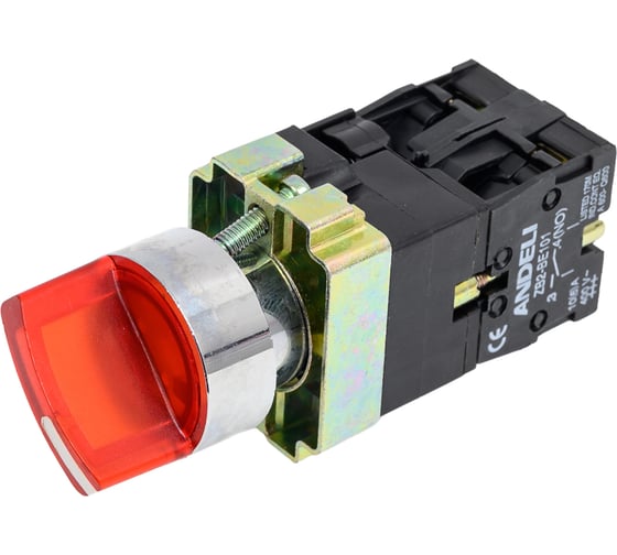 Изображение товара Переключатель ANDELI XB2-BK2465 2 положения красный с подсветкой 1НЗ+1НО ADL10-012