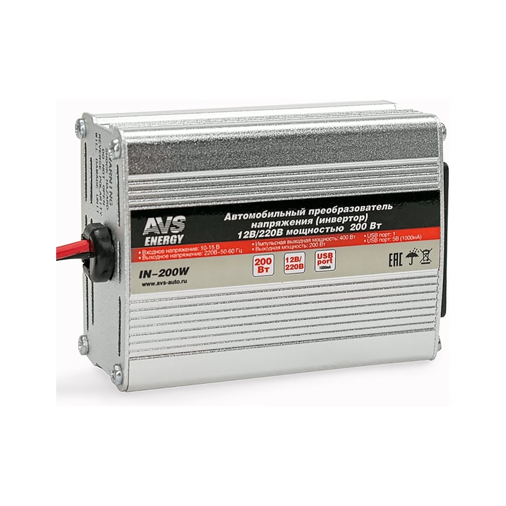 Изображение товара Автомобильный инвертор AVS 12V на 220V 200 Вт IN-200W A80683S