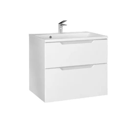 Изображение товара Тумба подвесная с раковиной RAVAL Wector 70.1 см, из МДФ, с ящиками, белая, прямоугольная в современном стиле RAVSET005