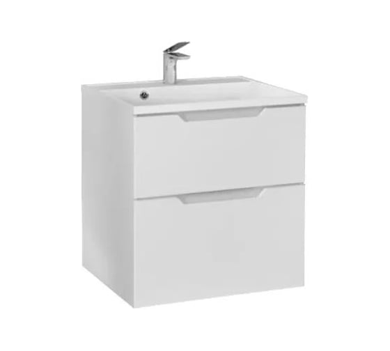 Изображение товара Тумба подвесная с раковиной RAVAL Wector 60.3 см, из МДФ, с ящиками, белая, прямоугольная в современном стиле RAVSET009