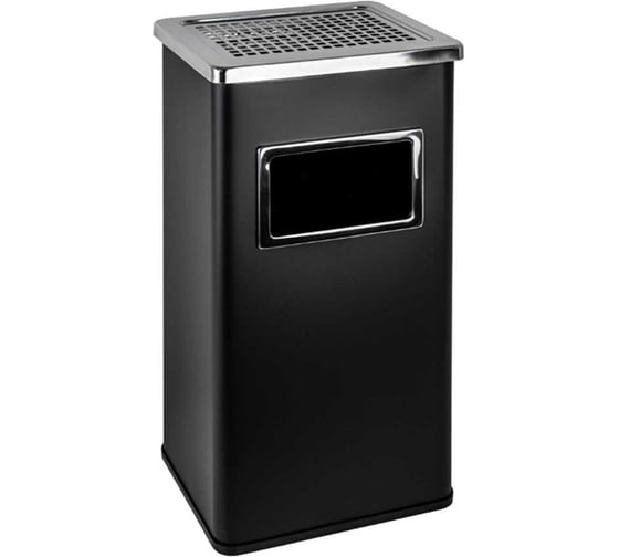 Изображение товара Урна с пепельницей CRAFTICA квадратная, из нержавеющей стали 45л черная 10220