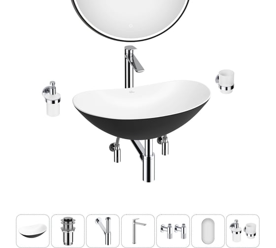 Изображение товара Набор Wellsee 7 в 1 Carefree Dove накладная раковина 60x36 см 20218386R