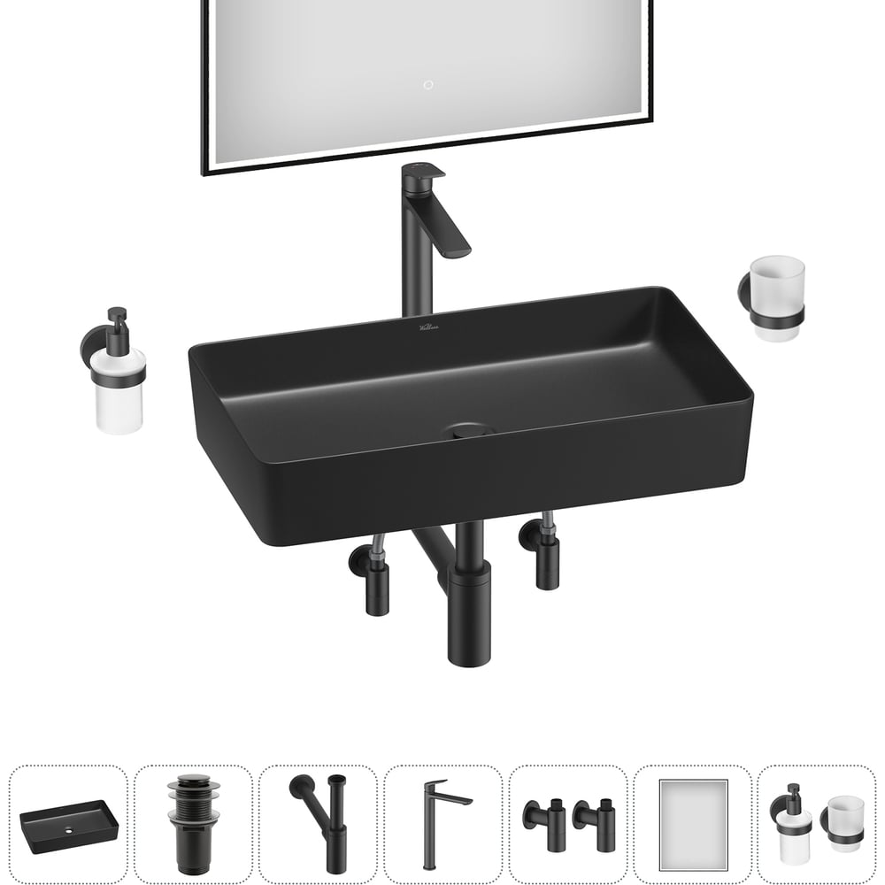 Изображение товара Набор Wellsee 7 в 1 FreeDom 2.0 накладная раковина 60x34 см с аксессуарами