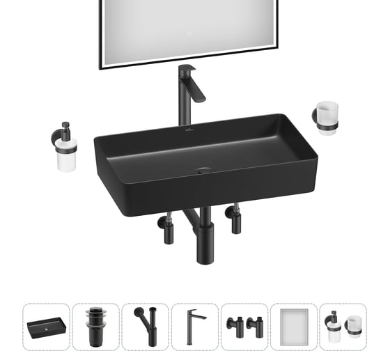 Изображение товара Набор Wellsee 7 в 1 FreeDom 2.0 накладная раковина 60x34 см 20217951R