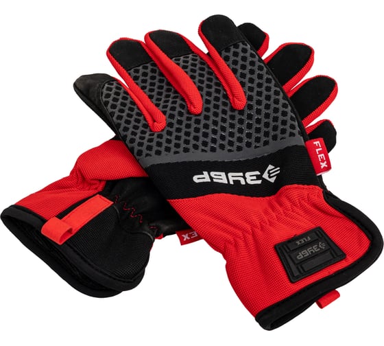 Изображение товара Профессиональные комбинированные перчатки ЗУБР Flex р.XL 10, красные, работа с сенсорными экранами, Профессионал 11479-XL