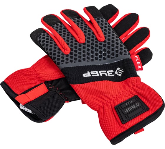 Изображение товара Профессиональные комбинированные перчатки ЗУБР Flex р.L 9, красные, работа с сенсорными экранами, Профессионал 11479-L