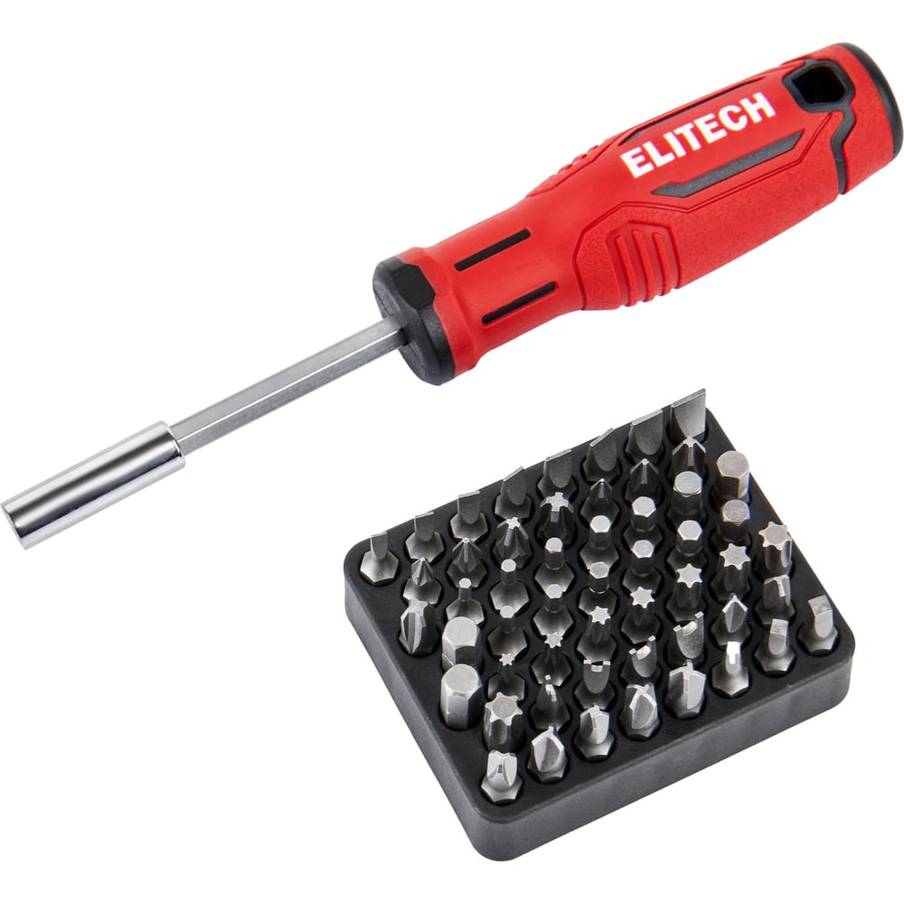 Изображение товара Набор отверток и бит Elitech 290001 53 насадки полупрофессиональный