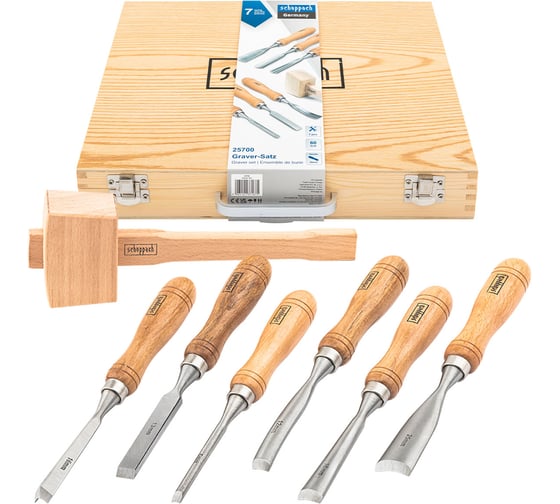 Изображение товара Стамески фигурные Scheppach набор 7 предметов Sch-25700(65680)