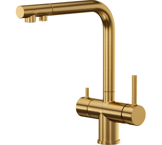 Изображение товара Смеситель для кухни Reflexion home Reflexion Lago с подключением к фильтру, брашированное золото RX9903GD