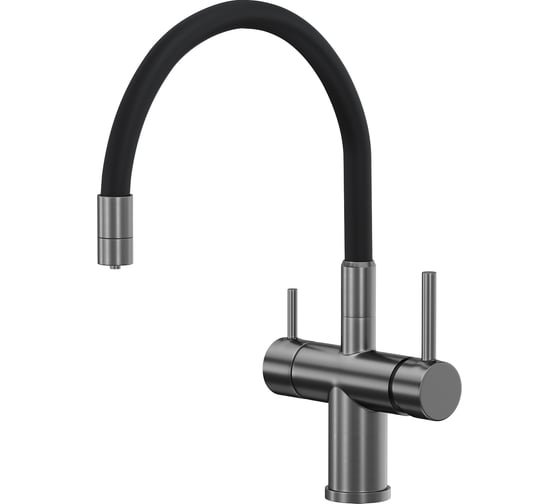Изображение товара Смеситель для кухни Reflexion home Reflexion Lago с гибким изливом и подключением к фильтру, оружейная сталь RX9902BL