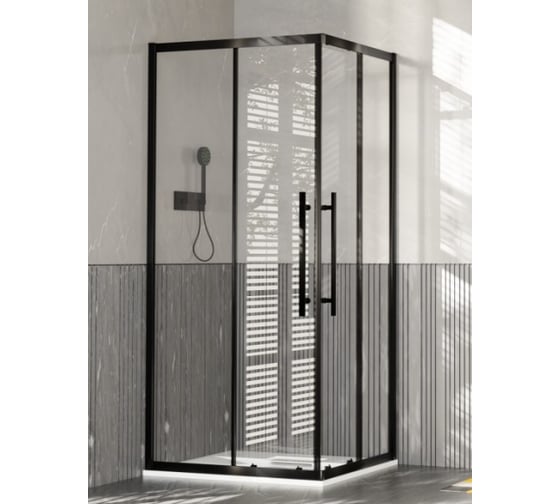 Изображение товара Ограждение душевое ESBANO ESF-80D1+120D2-B черный ESOG-80D1-120D2-B