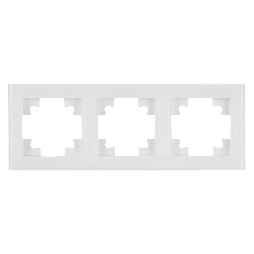 Изображение товара 3-местная горизонтальная стеклянная рамка для кабель-каналов серия Катрин белая