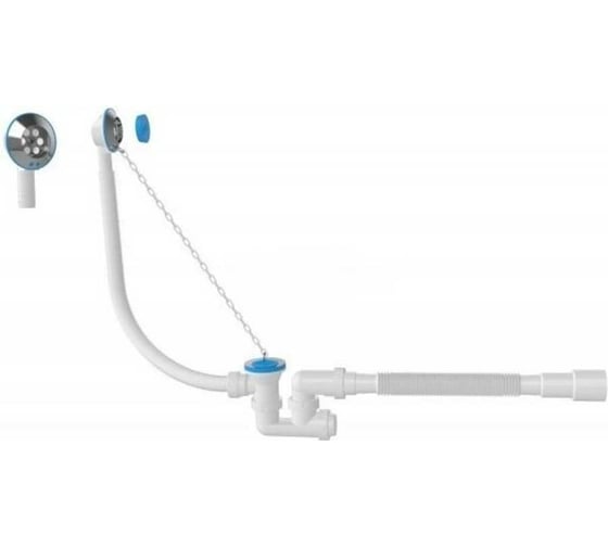 Изображение товара Сифон для ванны с выпуском и переливом AV Engineering с гибкой трубой 40x50, AVE000255