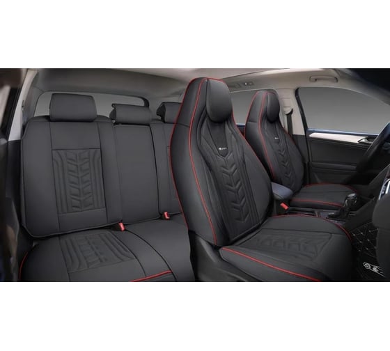 Изображение товара Накидки PSV 5D Drift (Черный/Кант красный), комплект на весь салон, экокожа 138353