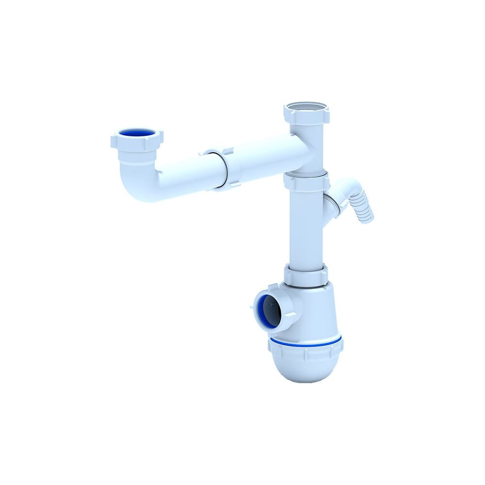 Изображение товара Сифон АНИ Пласт АНИ Грот 3 1/2*40 дв. одноуровневый с переливом и отверстием