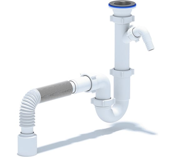 Изображение товара Сифон АНИ Пласт Ани 1 1/2*40 прямоточны й сотводом стиральной машины D1010