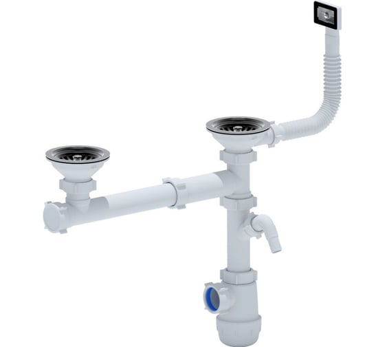 Изображение товара Cифон АНИ Пласт АНИ Грот 3 1/2*40 дв. одноур.смещ.с перел.и отв. с/м A7500S