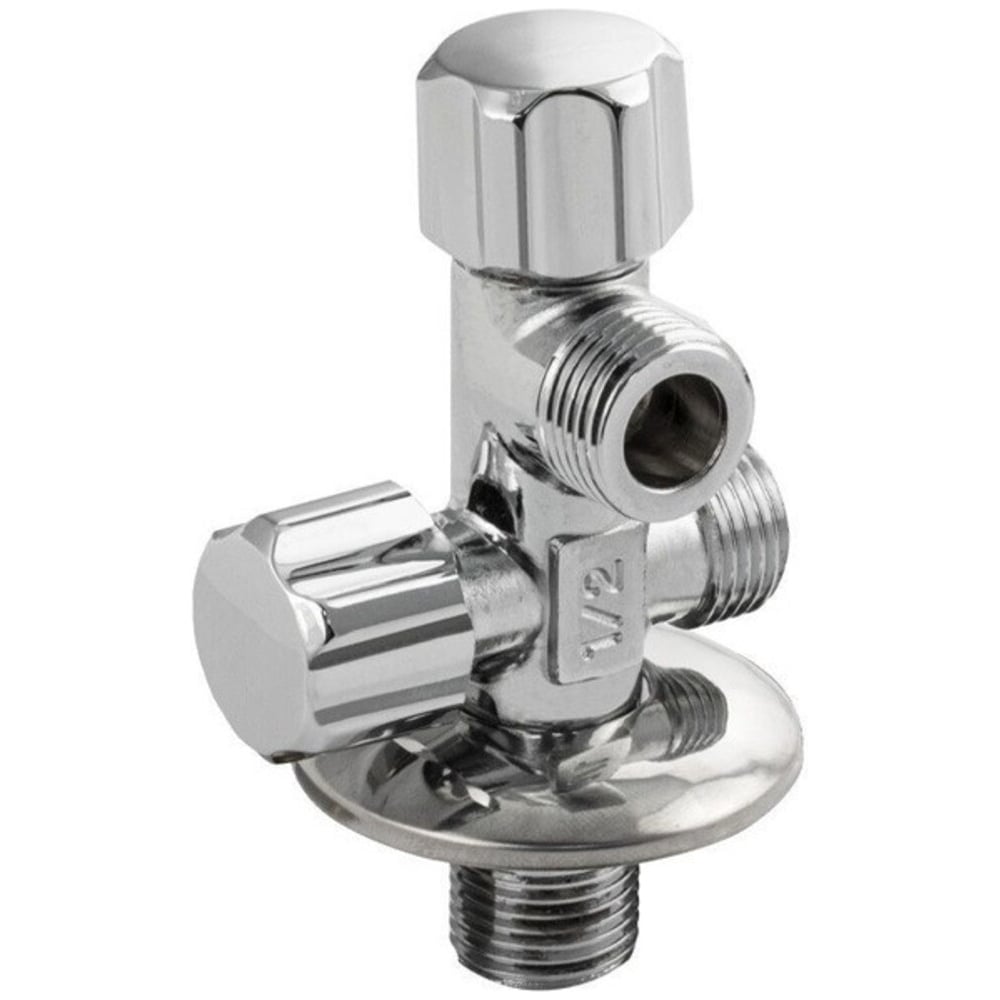 Изображение товара Кран для водопровода с двойным подключением 1/2 дюйма хромированная сталь СанТех