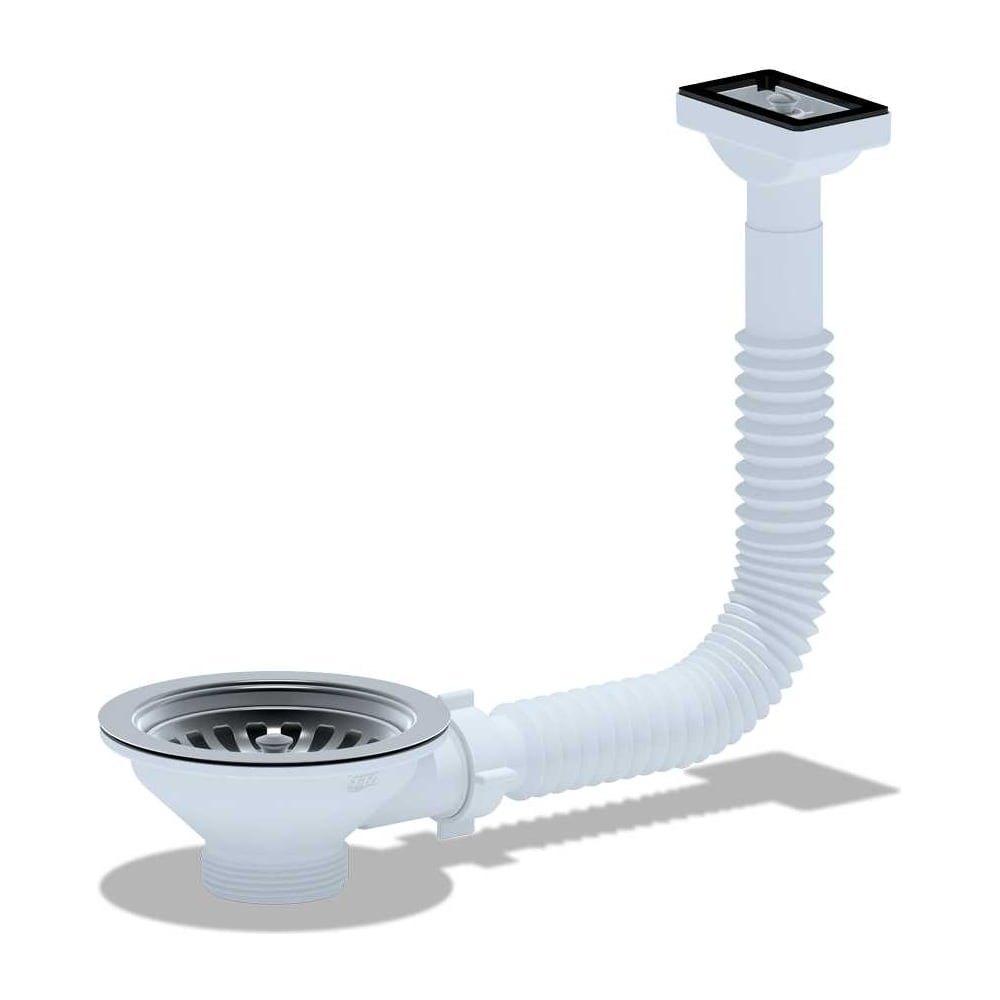 Изображение товара Перелив для мойки АНИ Пласт 3 1/2 прямоуг. вертик. корпус N310