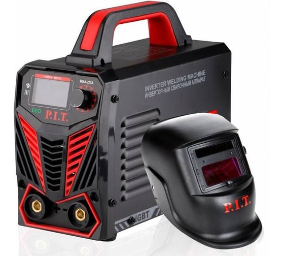 Изображение товара Сварочный аппарат P.I.T. IGBT 5.8кВт, 220А, ПВ-60, ММА 1.6-3.2мм,маска, краги, электроды PMI220-C3